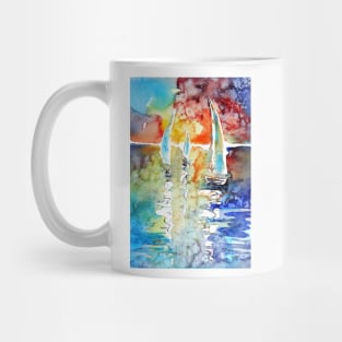 Sailboat at sunset Mug